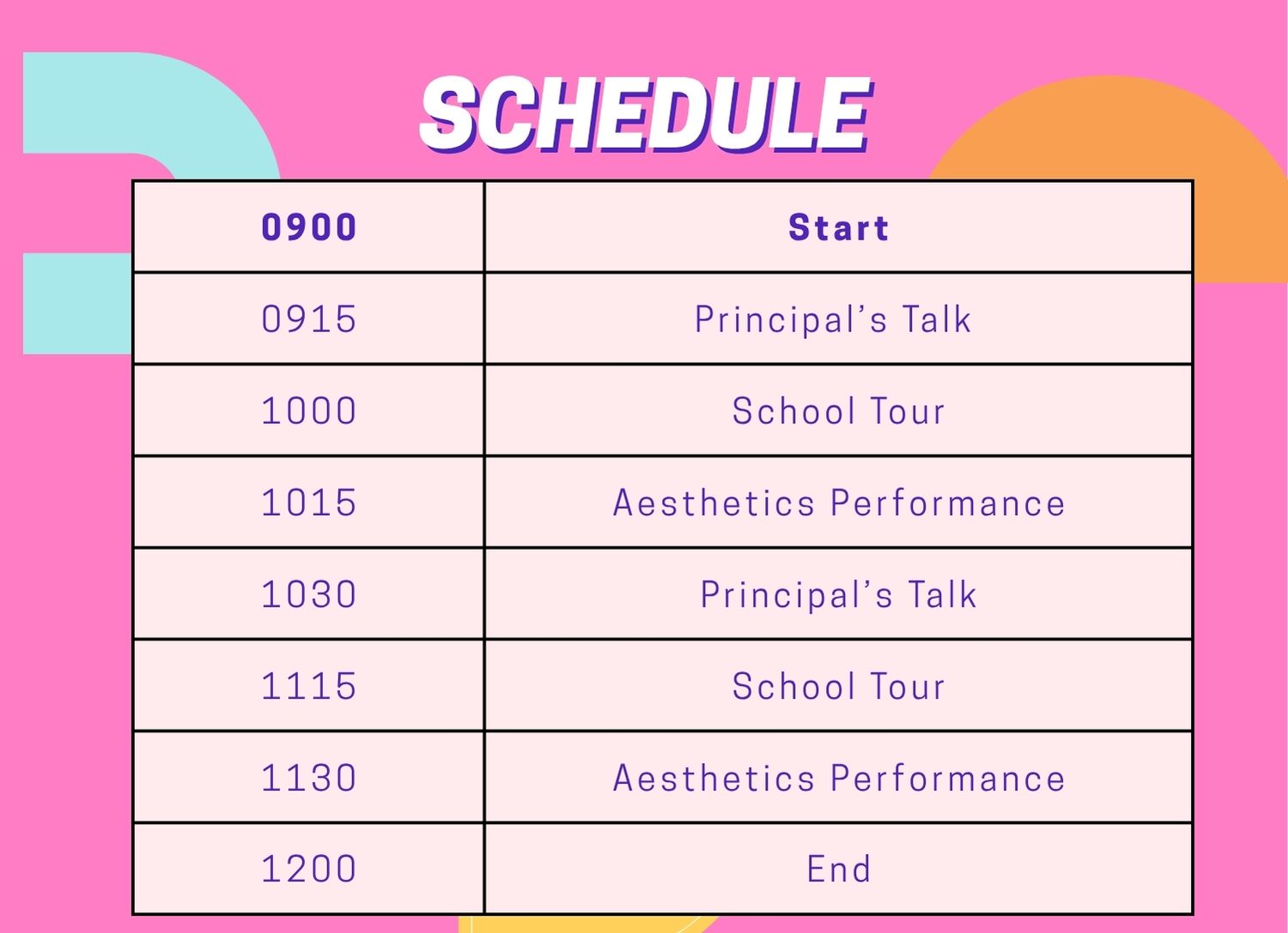 2025 Open House Schedule